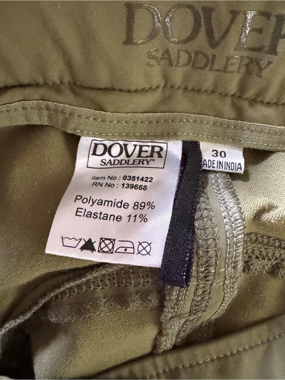 Women’s Olive Riding Breeches with Contrast Ankle Panels - Picture 8 of 8